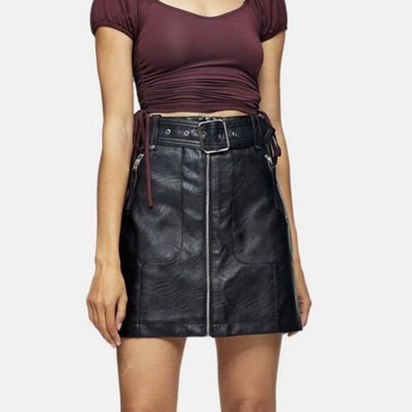 Topshop faux leather black biker skirt size 8 - Picture 1 of 6